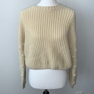 Moon & Madison Beige Cropped Knit Sweater Sz M